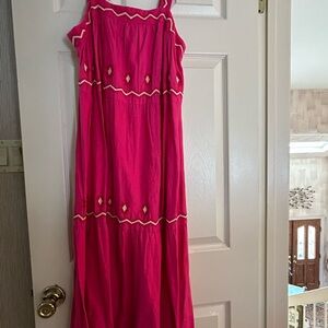 Pink Sleeveless Midi Dress